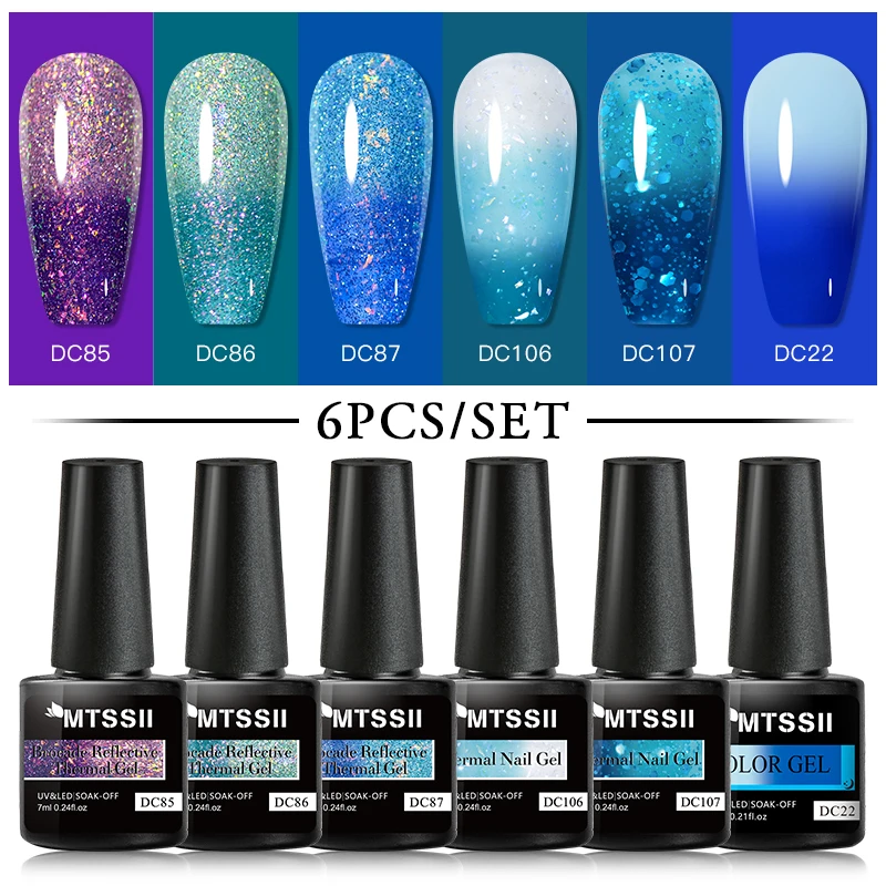 

Mtssii 6PCS Thermal Gel Nail Polish Set 3 Layers Temperature Color Changing Nail Art Gel Semi Permanent Varnish Kit For Manicure