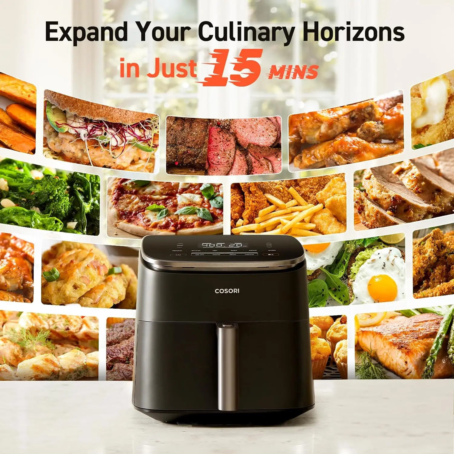 Quart Compact Airfryer that Roast,Bake,Proof,9 Functions,5 Speeds,Cooks Quickly,95% Less Oil for Healthier Meals,Varied Recipes