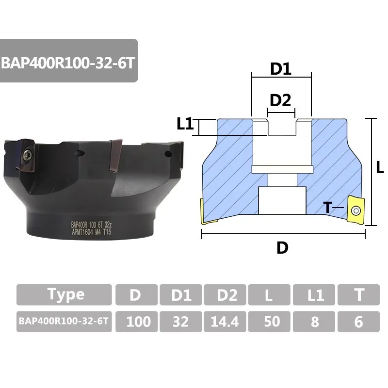 XCAN Milling Cutter BAP400 R100 R63 Face Mill Cutter with Carbide Insert APMT1604 CNC Mill Lathe Tool