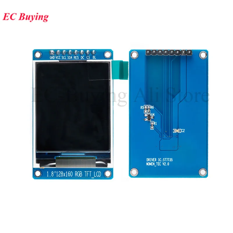 1.8 "1.8 polegadas 128x160 spi cor tft lcd display led 128*160 módulo st7735s 3.3v substituir conector de alimentação oled para arduino