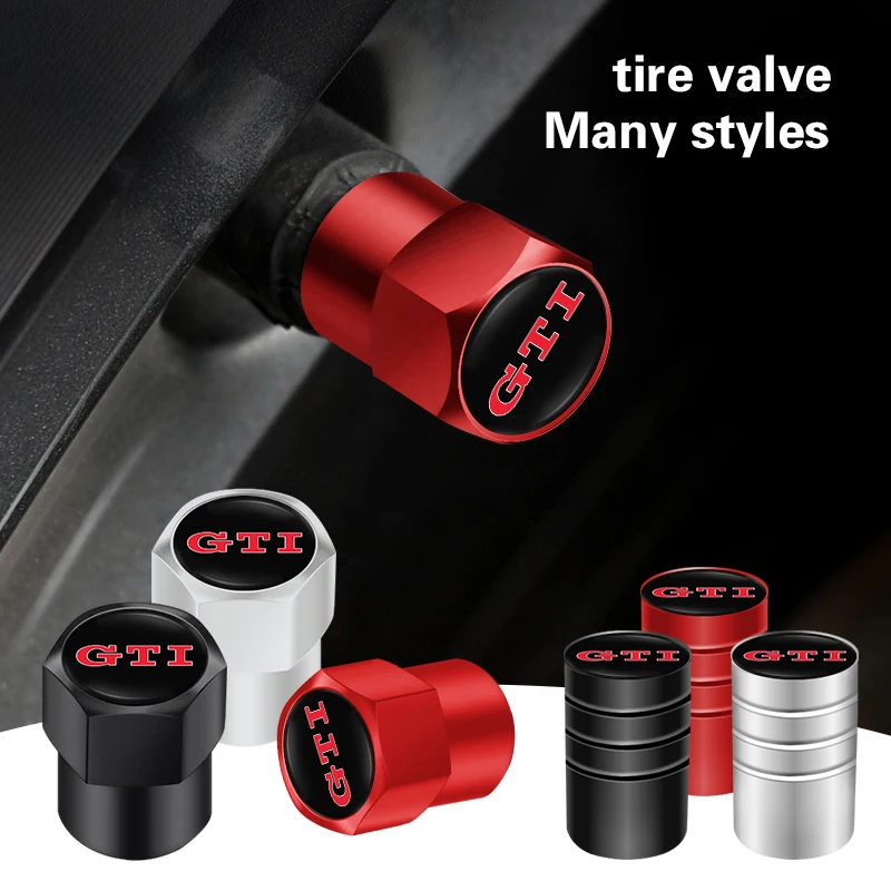 Car Styling Metal Car Tire Valve Caps Dust Prevention Accessories For GTI Volkswagen Jetta R T5 Golf Passat R-Line Beetle Polo