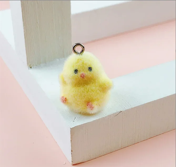 20pcs 3D Cute Flocking Charms Animal Pendant for Jewelry Making Mobile phone accessories Earring  Accessories Wholesale