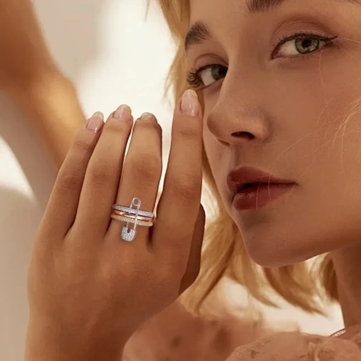 Stackable CZ Rings for Women, Multicolor Silver