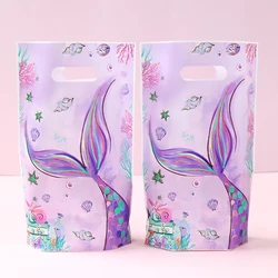 Mermaid Tote Bag Under The Sea Theme Little Mermaid Happy One Birthday Party Decorations Kids Candy Cookie Handbag Baby Shower