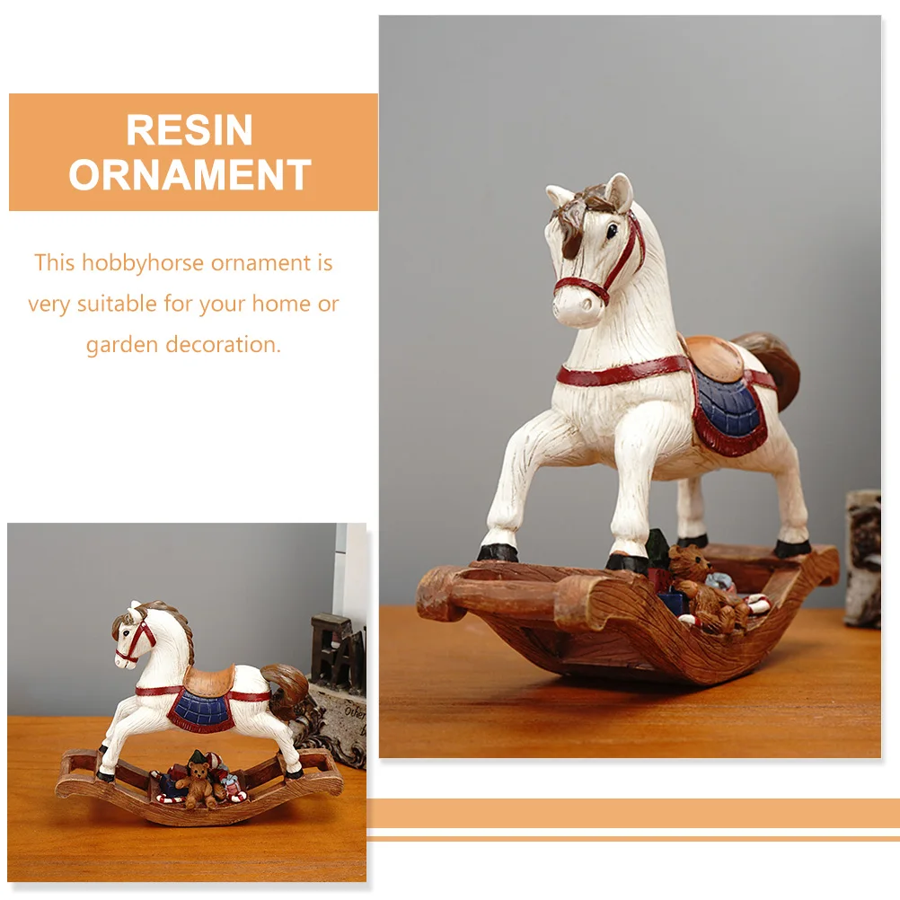 

Resin Christmas Rocking Horse Desktop Ornament Small Vivid Hobbyhorse Adornment Xmas Table Decoration Holiday Decor