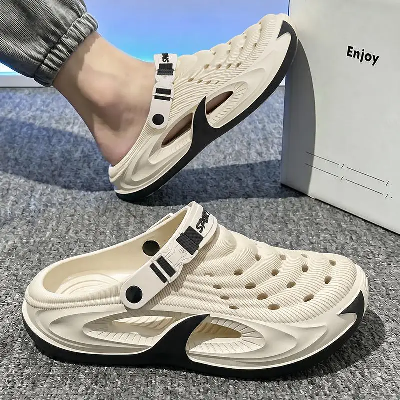Weiche Wolken-Clogs mit dicker Sohle für Herren – Sommer 2026 – Rutschfeste EVA-Patchwork-Strandslipper, Übergrößen-Fahrschuhe und Sandalen für Herren – Detail 7