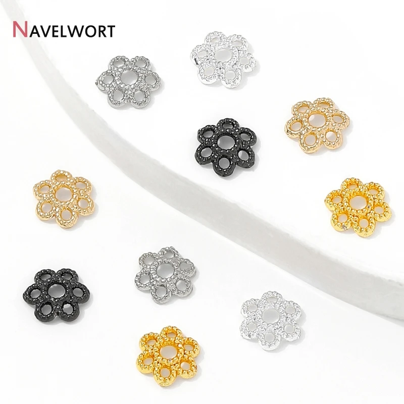 14K Gold Plated Brass Metal Hollow Flower Beads Caps, Beads Caps For DIY Bracelet Necklace Making Accessories view 3
