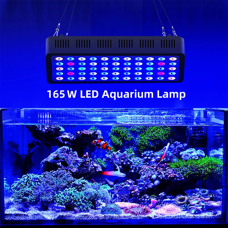 WiFi制御調光式165W LED水槽ライト、3チャンネルスマートアプリ制御、魚やサンゴ礁水槽用