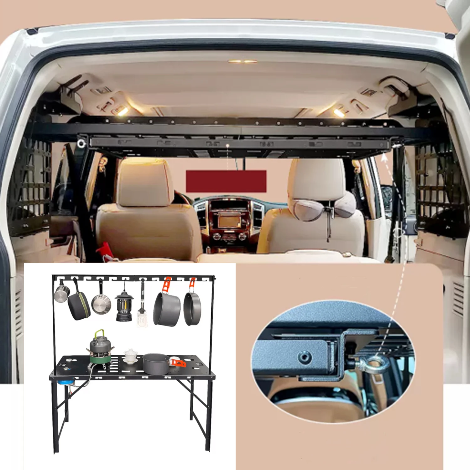 

Rear Trunk Shelf Modular Storage Panels Luggage Organizers for Mitsubishi Pajero V80 V93 V95 V97 V98 2007-2021 5-door