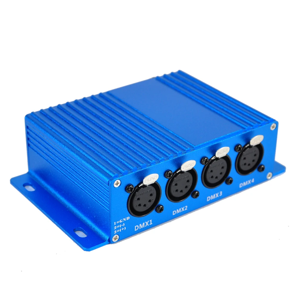 TIPTOP 4 Port Ethernet DMX512 Converter Controller For Stage Lighting 5 PIN Socket Art Net Bi-Directional Converter Blue Shell