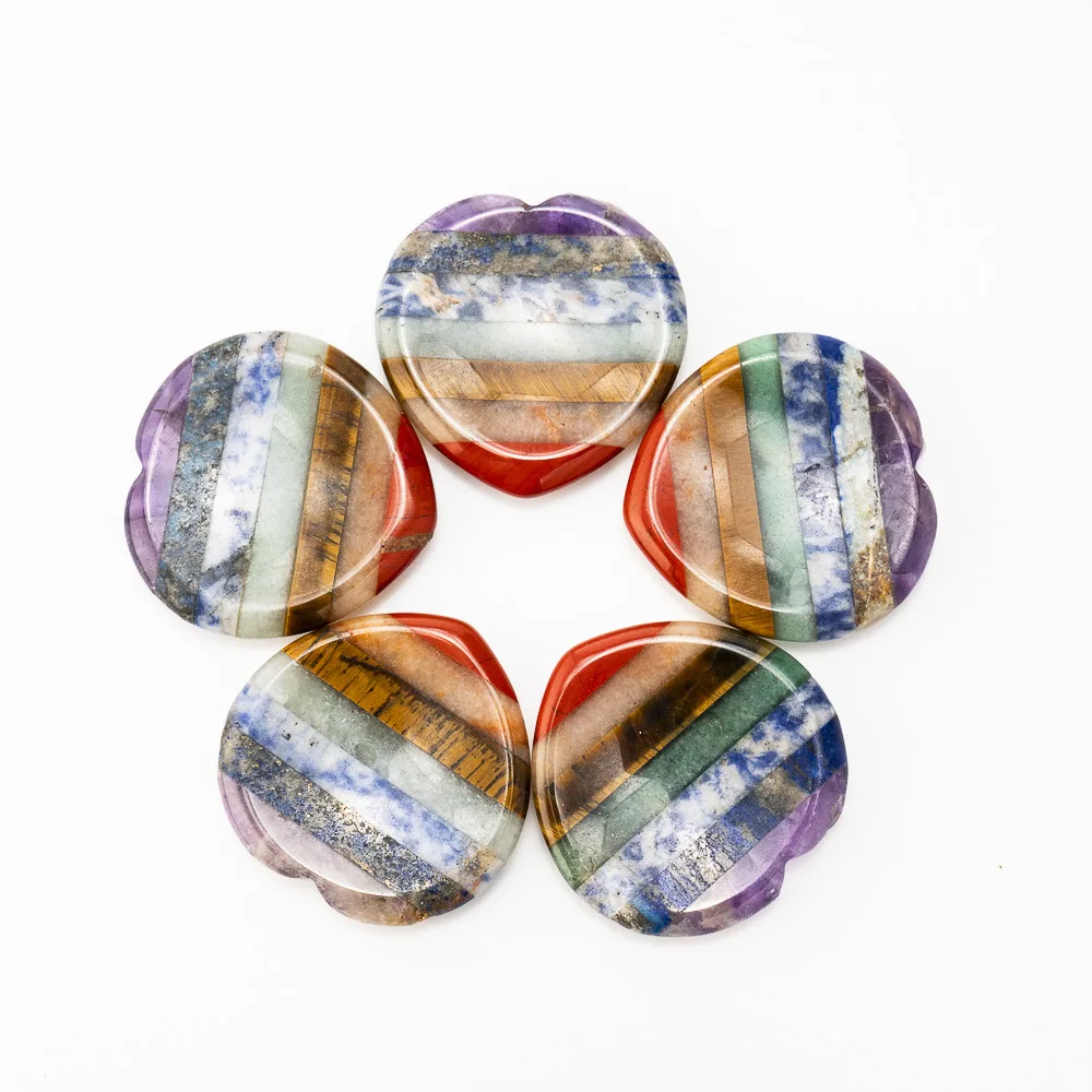 3pcs Natural Chakra Thumb Worry Stone Colorful Oval Gemstone Palm Stone for Stress Relief Reiki Meditation Pocket Healing Stone