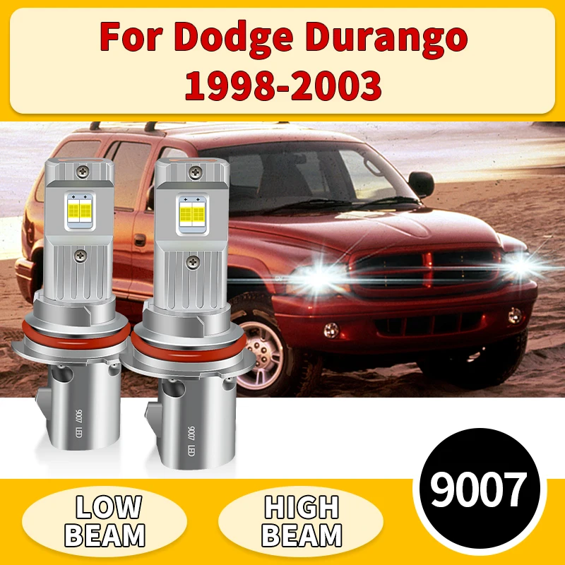 

2PCS 9007 HB5 Car Headlight Projector Bulbs Led Spotlight Bulb For Dodge Durango 1998-2003 High Low Beam Lamp White 12V 30000LM