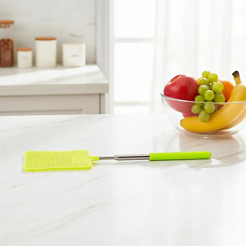 Black Mosquito Swatter Adjustable Stainless Steel Handle Creative Design for Comprehensive Pest Control