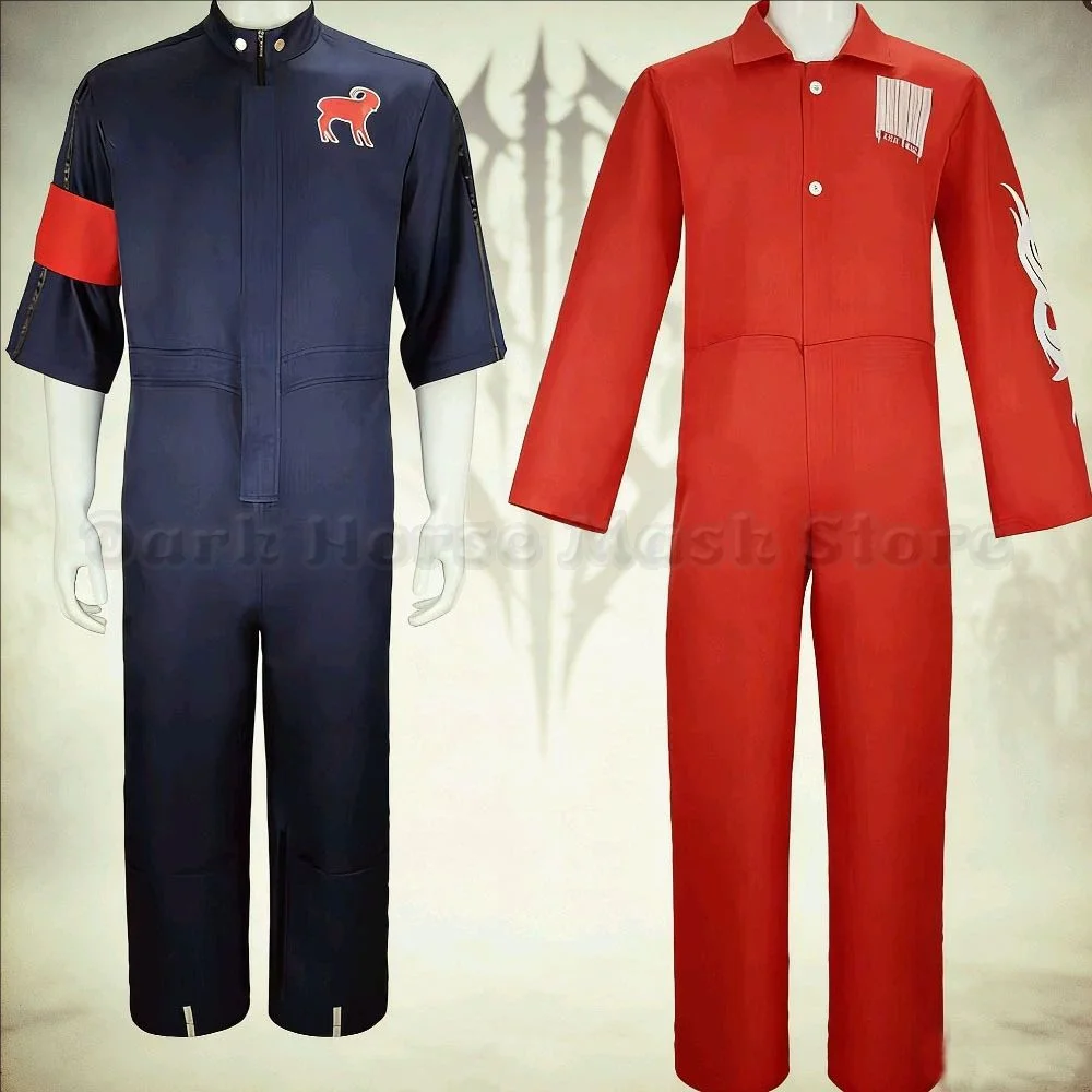 Band Slip Cosplay Knot Joey Cosplay Fantasy Rot-Blau Uniform Outfits Kostüm Verkleidung Herren Jumpsuit Halloween Karneval Party Anzüge