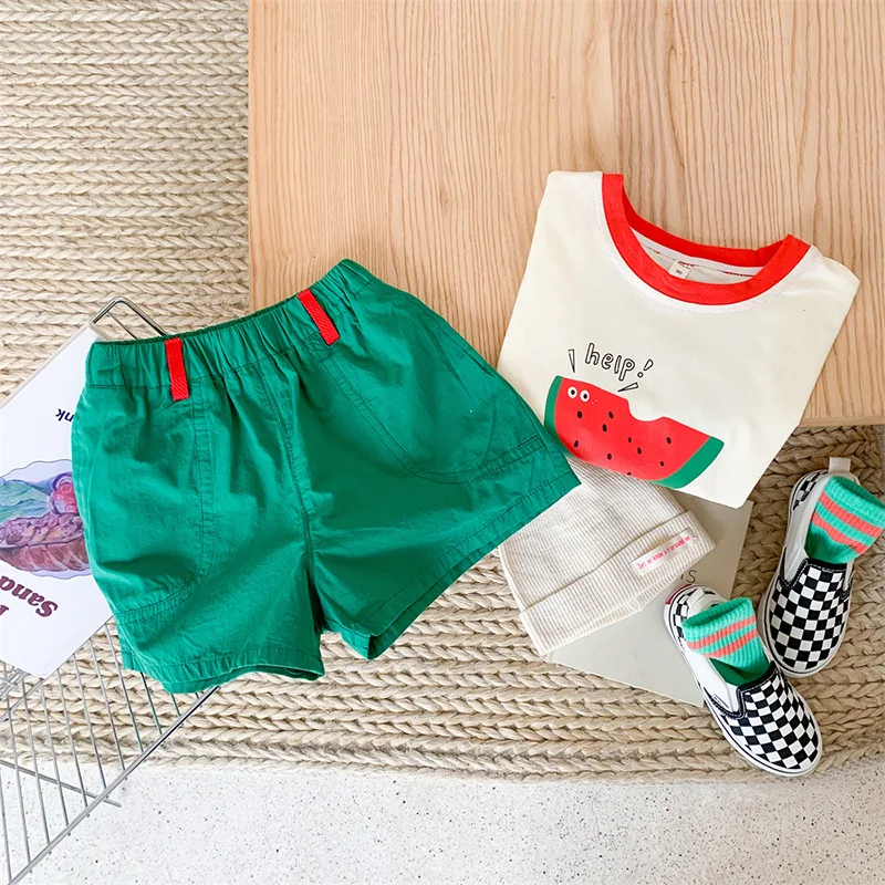 MILANCEL Summer Boys Clothing Set Cute Watermelon Print Tee and Shorts 2 Pcs Boys Suit