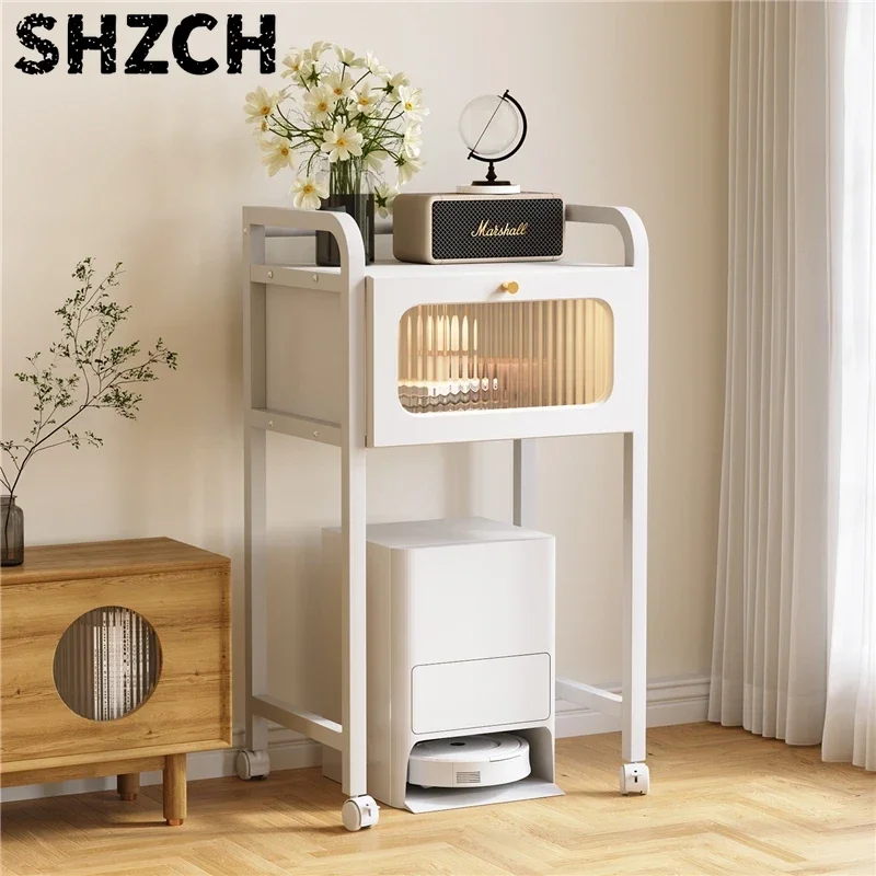Iron Robot Vacuum Storage Rack with Easy-Clean 3-Layer Organizer  Durable Cleaning Machine Stand Convenient Access with Wheel