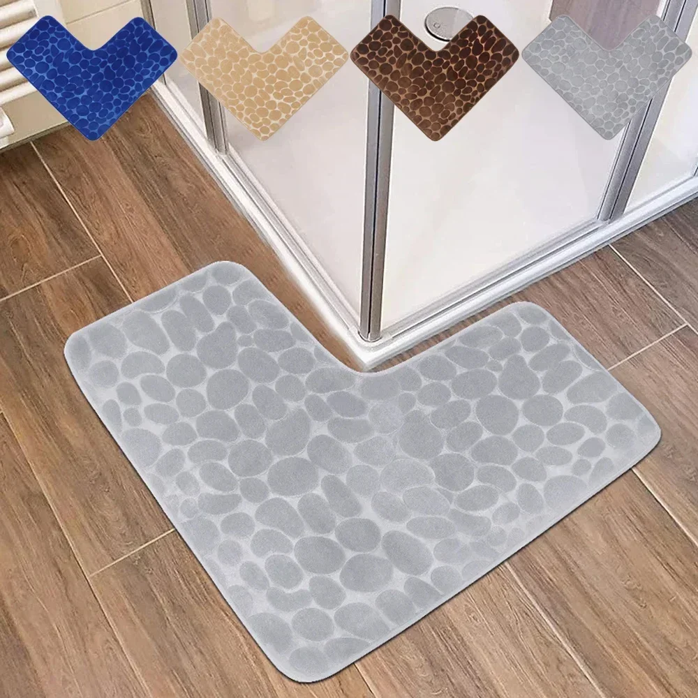 

L-Shaped Bathroom Corner Mat Durable Water Absorption Low-Profile Floor Foot Mat Soft Non-slip Bath Mat Bathroom Rug badezimmer