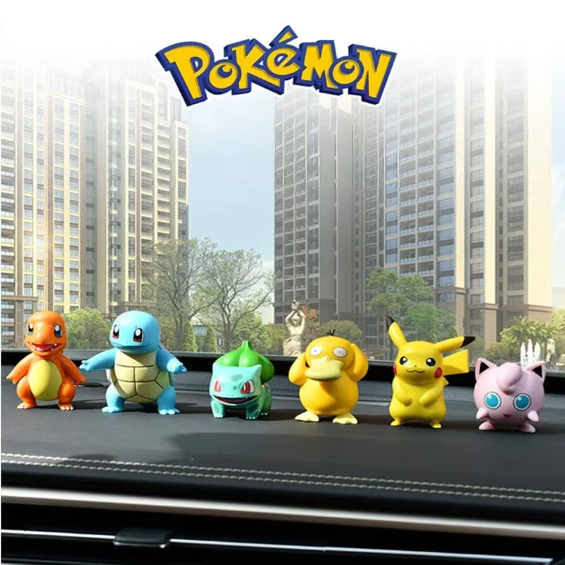 Kawaii Pokemon อะนิเมะตัวเลขน่ารัก Pikachu Psyduck Squirtle ตุ๊กตาตกแต่งรถเก็บเด็กเค้กเครื่องประดับของเล่นของขวัญ