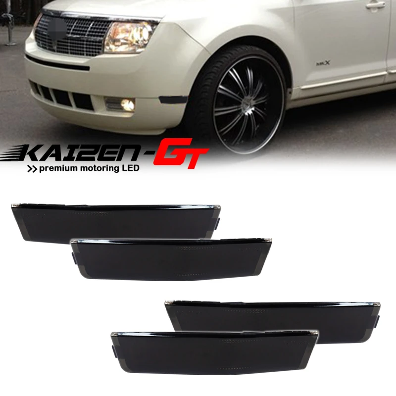 Smoked ABS Lens Car Front / Rear Bumper Side Fender Marker Light Cover Housings Kit For 2007-2010 Lincoln MKX, No Bulb / Socket