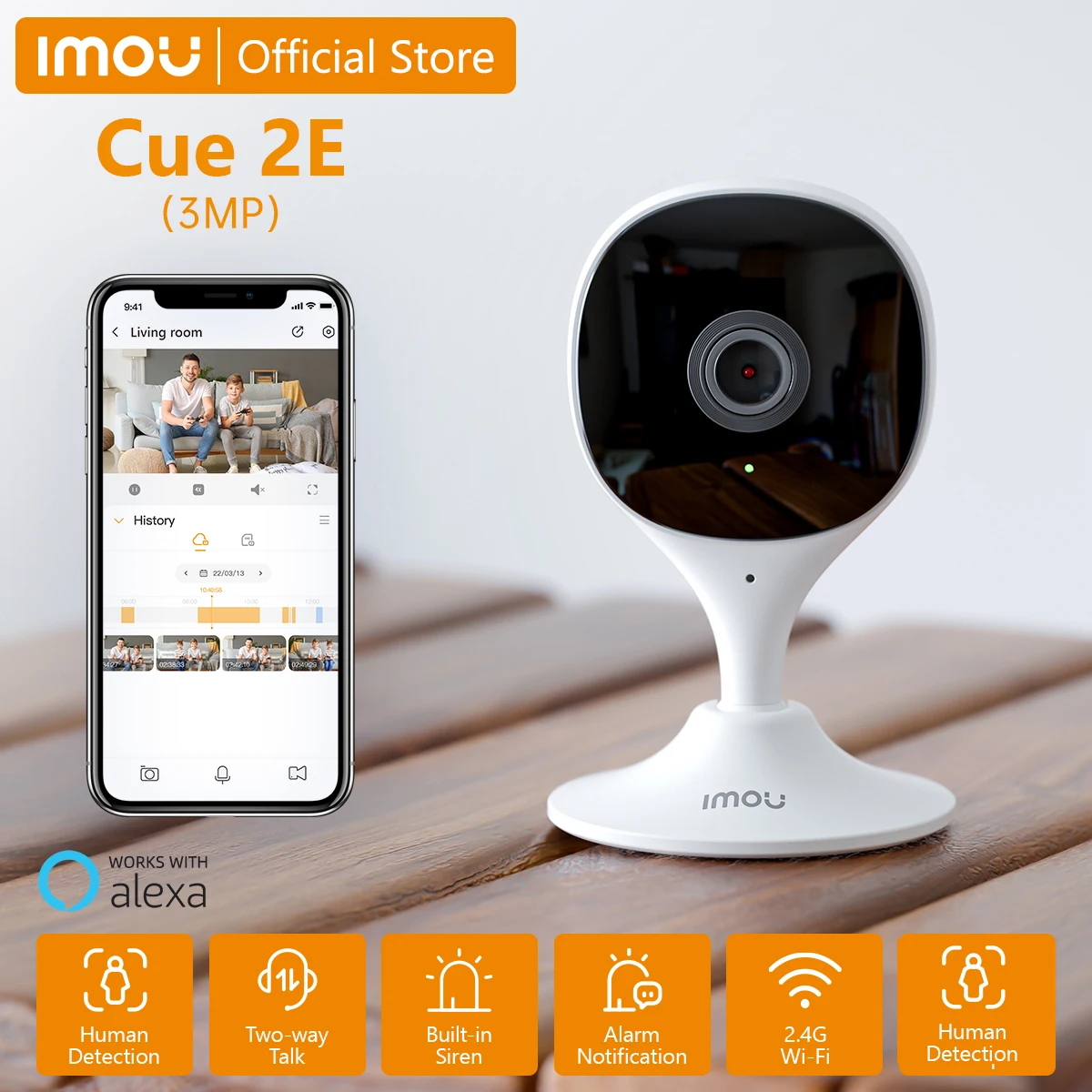 

IMOU Cue 2E 3MP 2K Wifi Security Camera Indoor Baby Monitor Human Detection Night Vision IP Camera Video Surveillance Dog Cat