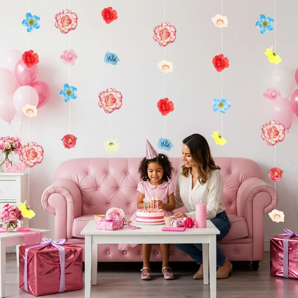 6 SZT. Sztuczne Kwiaty Girlandy Wiszące Dekoracje Sztuczny Jedwab Flora Sztuczne Róże Pnącza z Haczykami Dekoracje Domowe do Zasłon Ścian