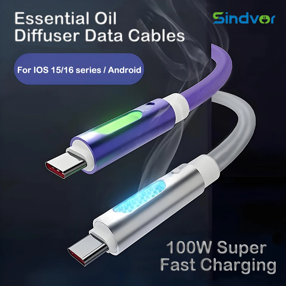 

Scent Fast Charging Cable 100W USB C to USB C With Aromatherapy Breathing Light Charging For iPhone 16 15 Pro Xiaomi Macbook