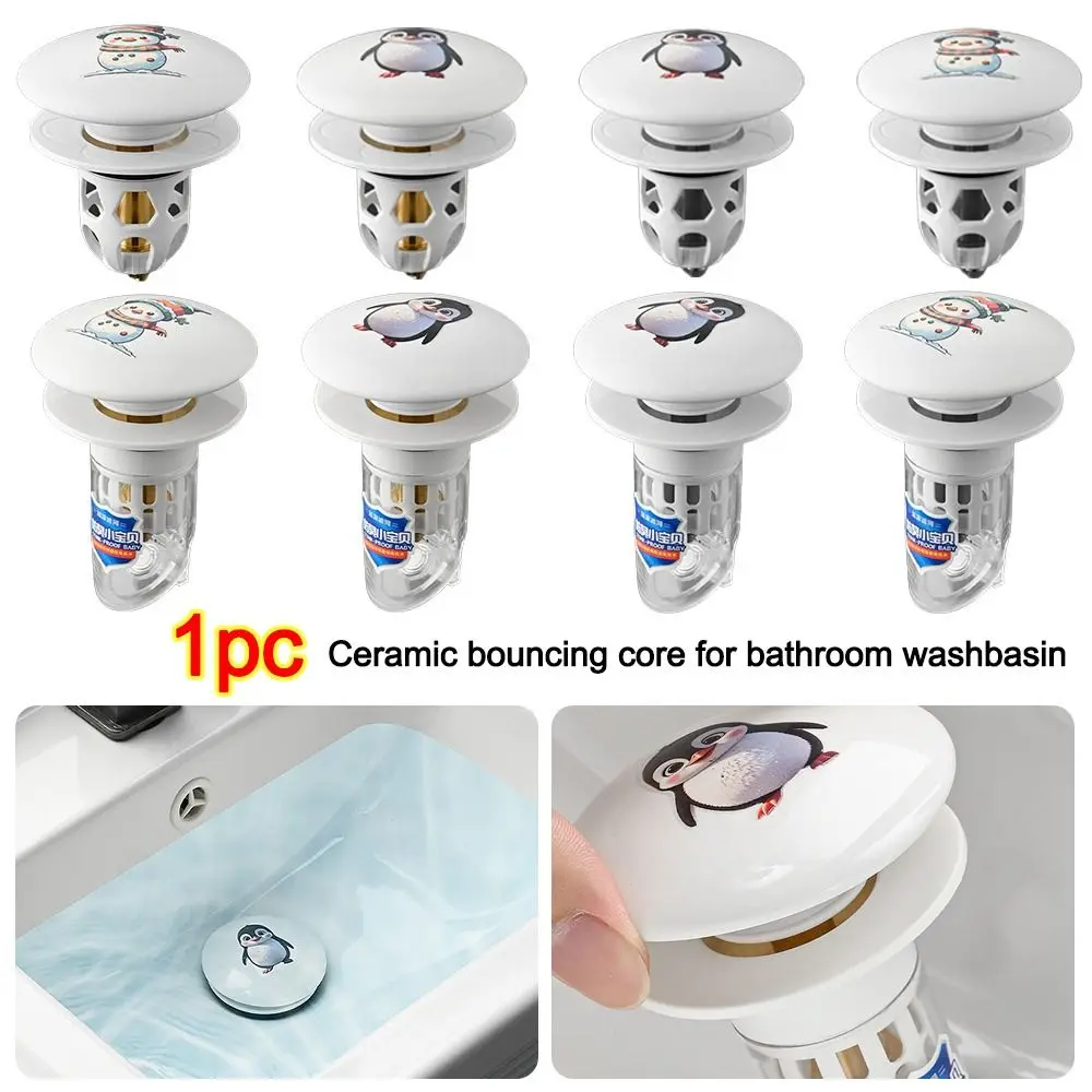 

Сливная пробка с мультяшным рисунком, всплывающая конструкция, функция защиты от засорения, защита от засорения волос, пробка для слива раковины в ванной комнате