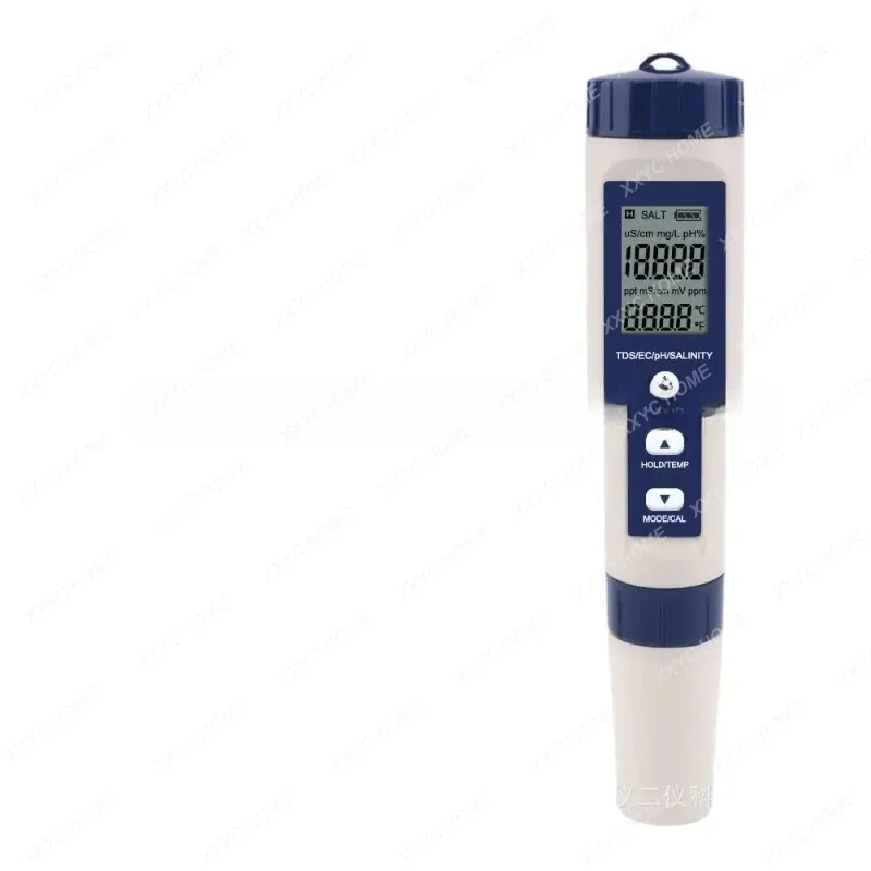 

5-in-1 water quality pen 9909 pH meter TDS/EC conductivity 5-in-1 water quality test pen aquaculture tank salinity meter