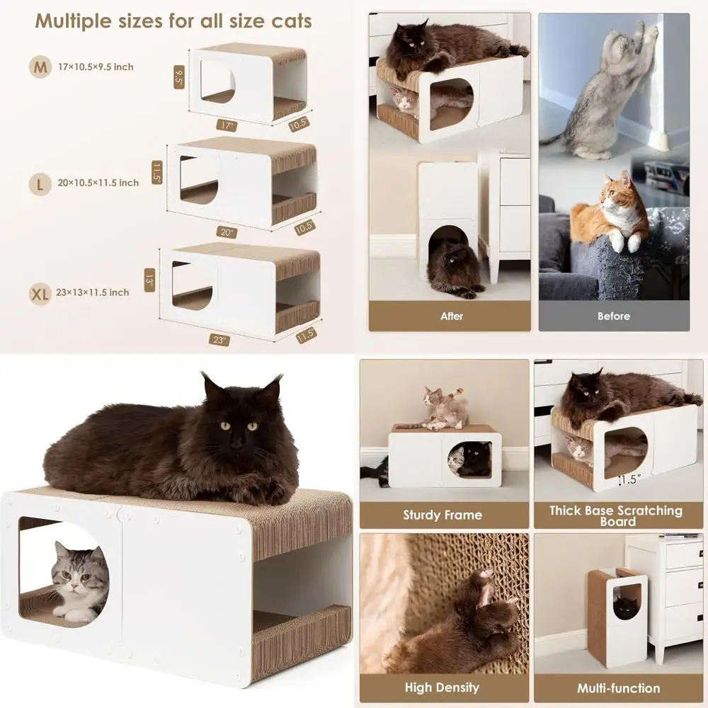 

EHEYCIGACboardCatScratcherHouse, 23-дюймовый гофрированный CatScratcherorIndoorCats, очень большойScratchingBoardPad, белый