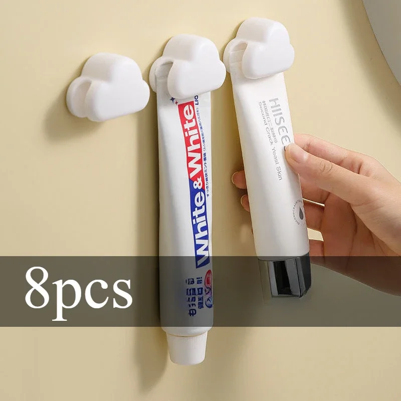 2/4/8PCS Pieces Toothpaste Holder No Punch Facial Wash Holder Bathroom Wall Mounted Multifunctional Toothpaste Holder