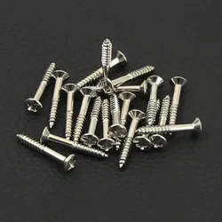 FLEOR 20PCS/Pack Chrome Guitar Pickup Frame Screws Straplock Screws 2.5x18mm Guitar Accessories