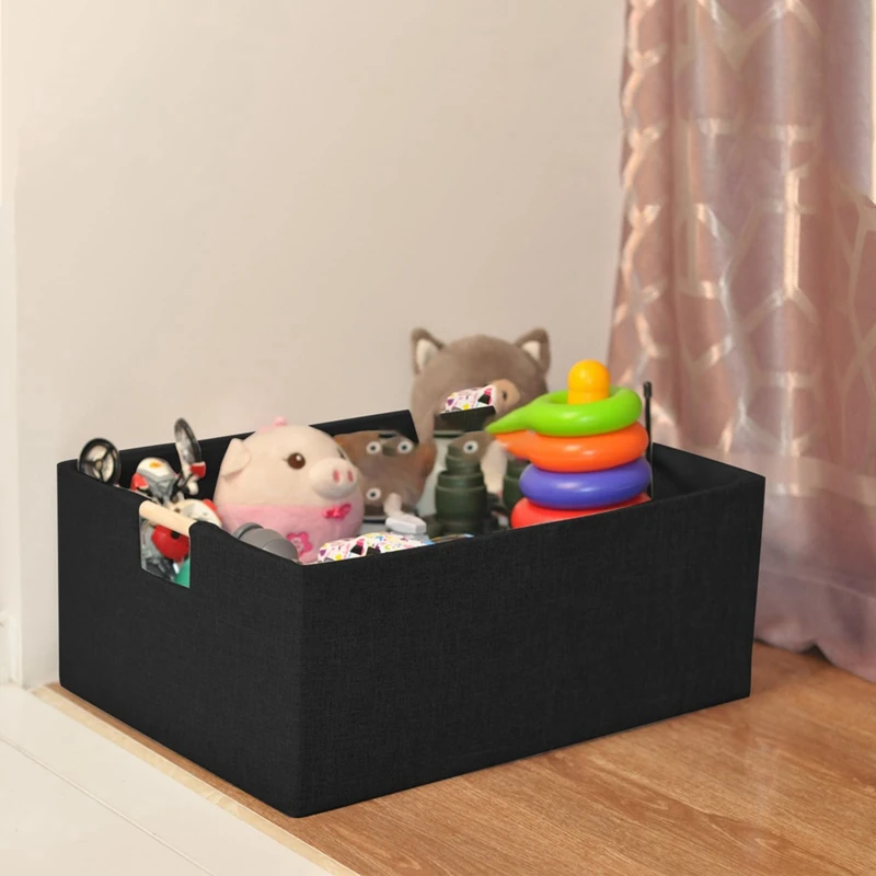 Papelera Rectangular para almacenamiento, cestas duraderas, cesta plegable decorativa con asas de transporte de madera