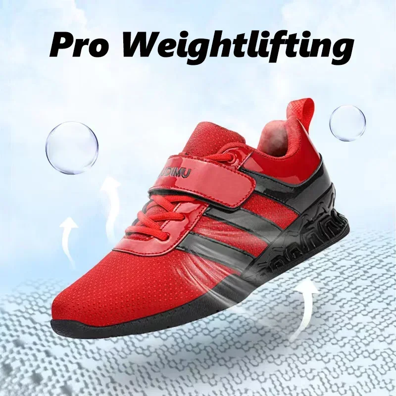 Popular Men's Weightlifting Shoes Hook and Loop Gym Comprehensive Training Shoes Balance Shoes Strength Weightlifting Shoes 3cm