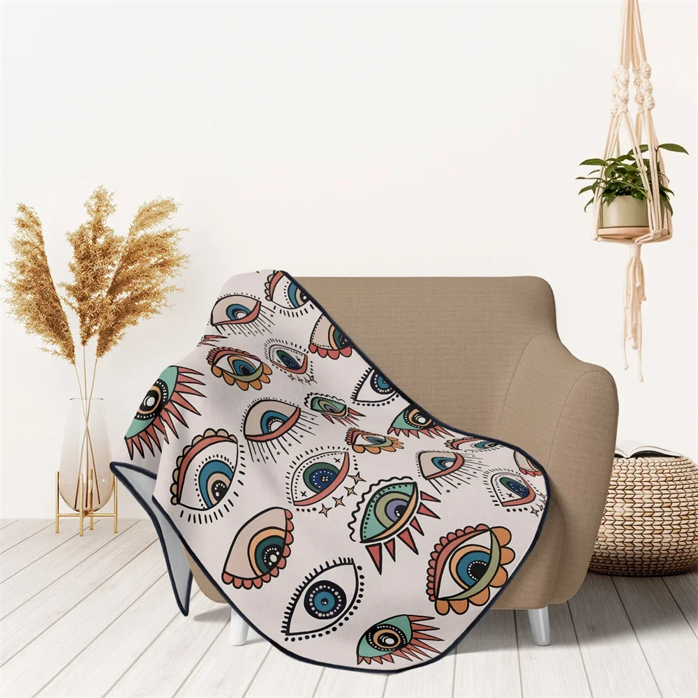 Boho Different Eyes Printed Flannel Blanket Sofa Chair Couch Bedding Comfort Soft Warm Blanket Home Decor Children's Adult Gift