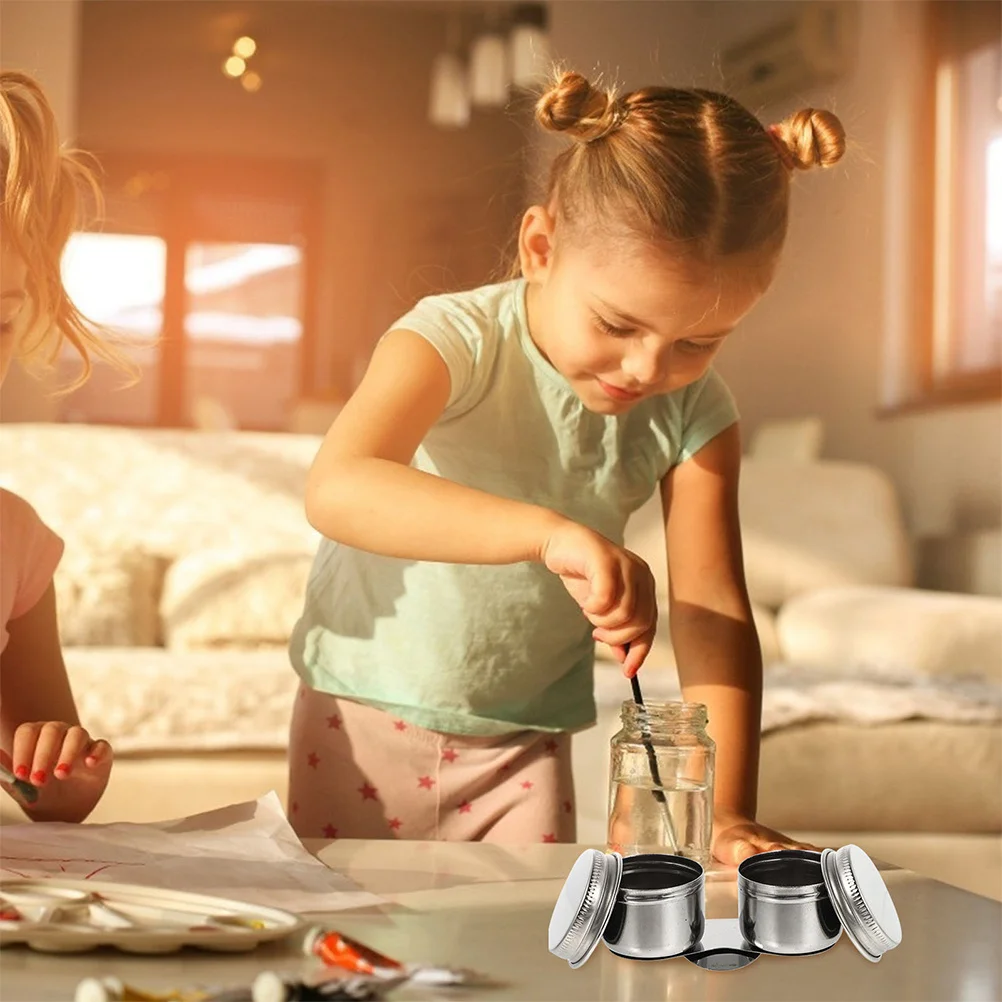 2 قطعة لوحة زيت من الفولاذ المقاوم للصدأ كأس القلم تنظيف وعاء قوي ومريحة للصبغات والسوائل فرشاة الرسم وعاء الغسيل #4