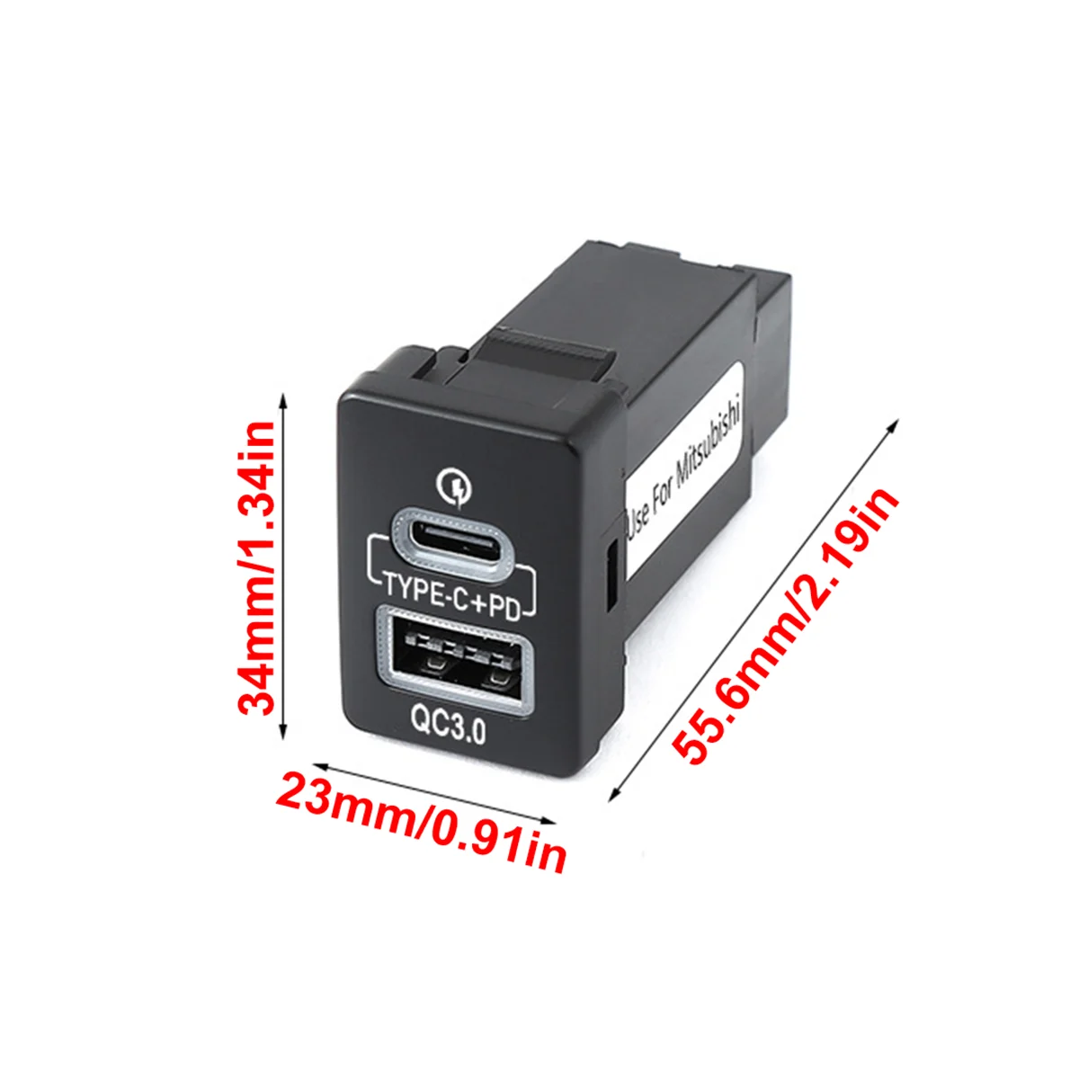 23mm*34mm für Mitsubishi Outlander Eclipse Cross L200 Triton QC3.0 USB+PD Typ-C Auto-Ladegerät Steckdose Netzadapter – Detail 12