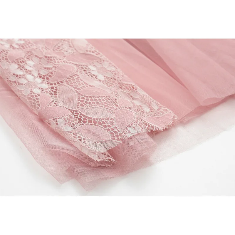 2025 nova primavera verão gravata borboleta cintura alta renda emenda malha midi saias longas feminino doce elegante saia plissada