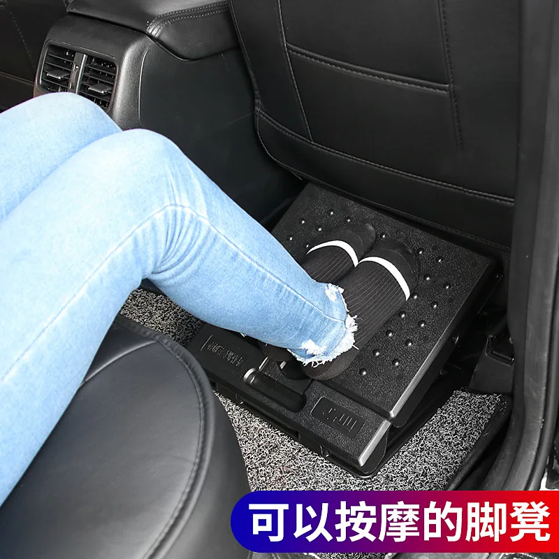 Car Seat Leg Rest Extension Footrest Cushion, 4-Position Adjustable Height Support Board for Rear Bench, Universal Fit Travel