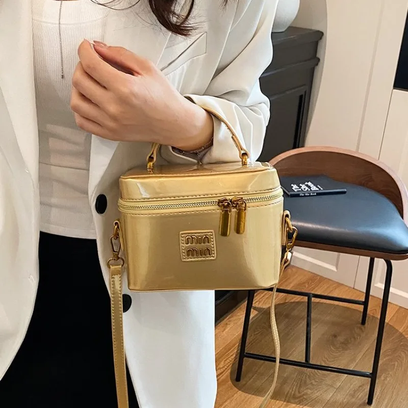 

Classic Vintage Square Handbag As A Crossbody And Messenger Bag With Solid Color And Chic Details Includes Diaper Bag Feature