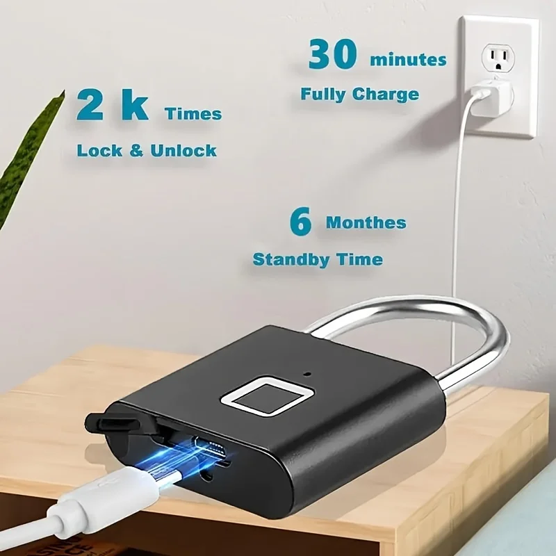 1Pcs Perfect for Securing Suitcases and Luggage, Mini Smart Fingerprint Padlock, Anti-Theft Protection