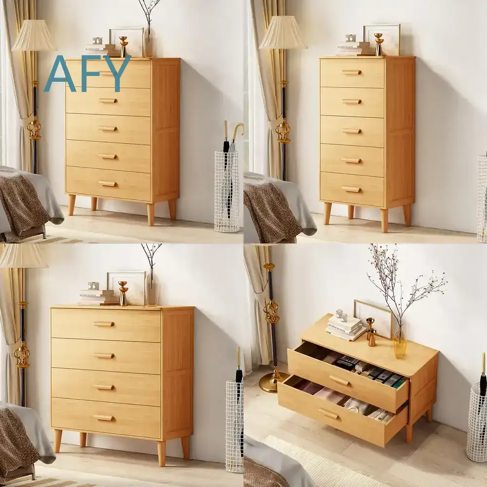 Solid Wood Chest of Drawers for Bedroom Living Room Home Storage Cabinet Wall Mounted Household Locker Drawer Simple Log