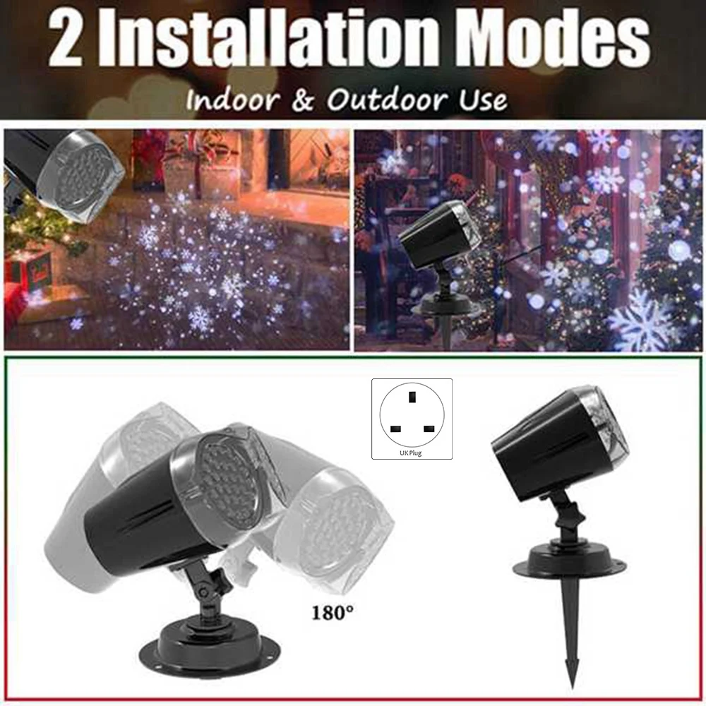 Smart Night Light Snow Projection Lamp Table Smart Universe 3D Lamp Colorful Binocular Projection Lamp-UK Plug