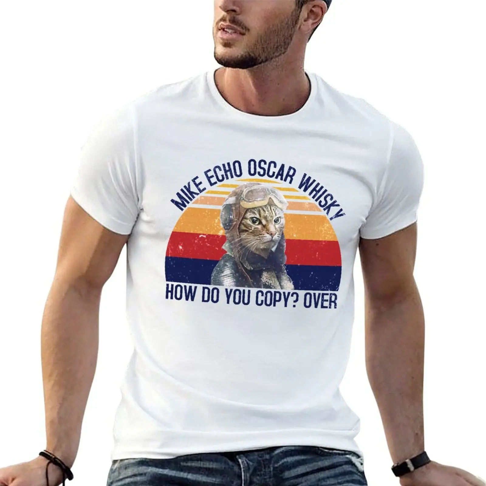 

Vintage Cat Retro Style Mike Echo Oscar Whisky How Do You Copy Vintage Funny Cat T-Shirt mens graphic t shirts T-Shirt