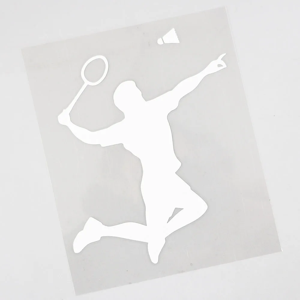 YJZT 11.2CM×13.1CM Car Sticker Badminton Player Jumping Silhouette Vinyl Black/Silver 8A-1286