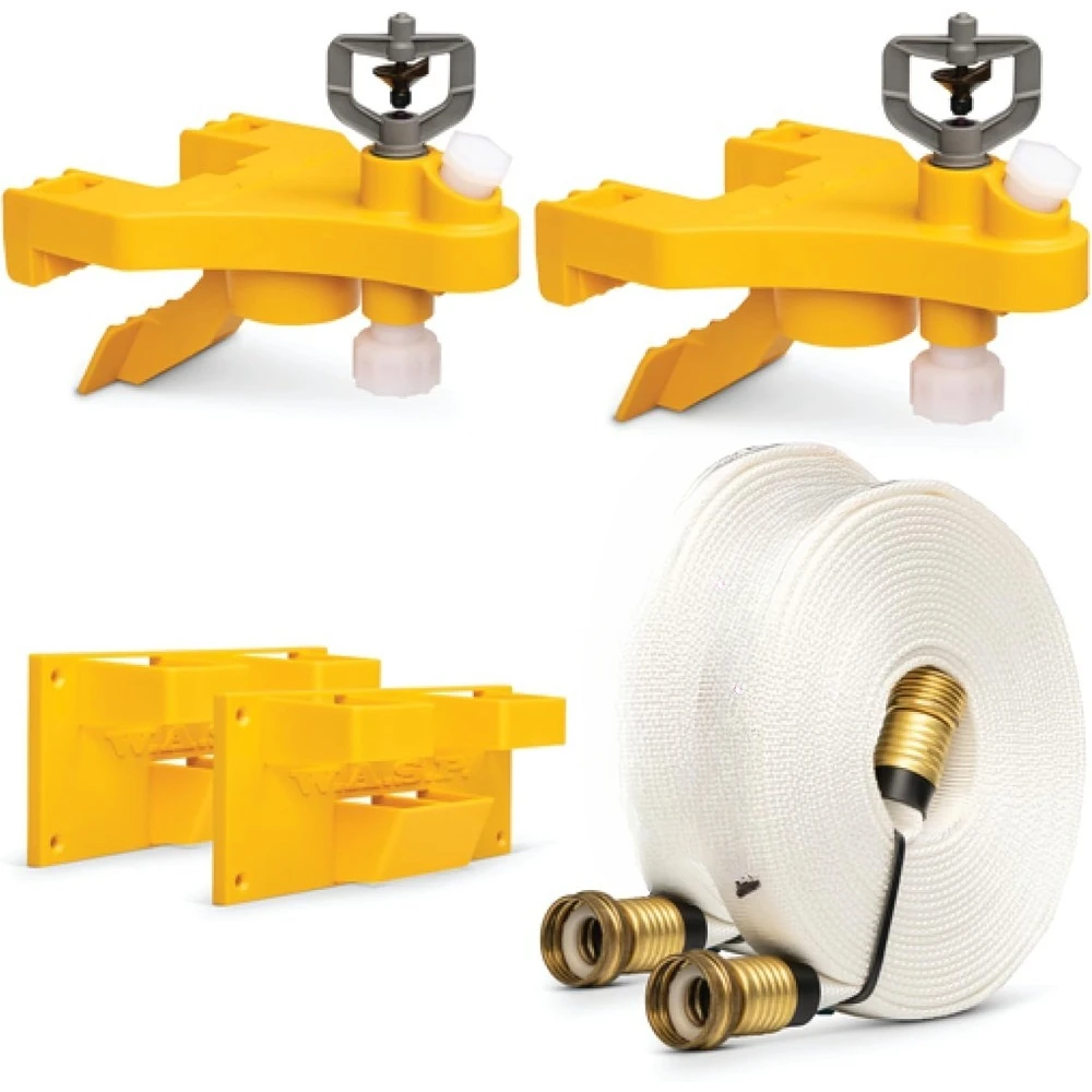 Wildfire Protection Full Kit - 2 Roof Sprinklers with Gutter, Wall, or Fence Mounting, & 50 Feet of Hose -