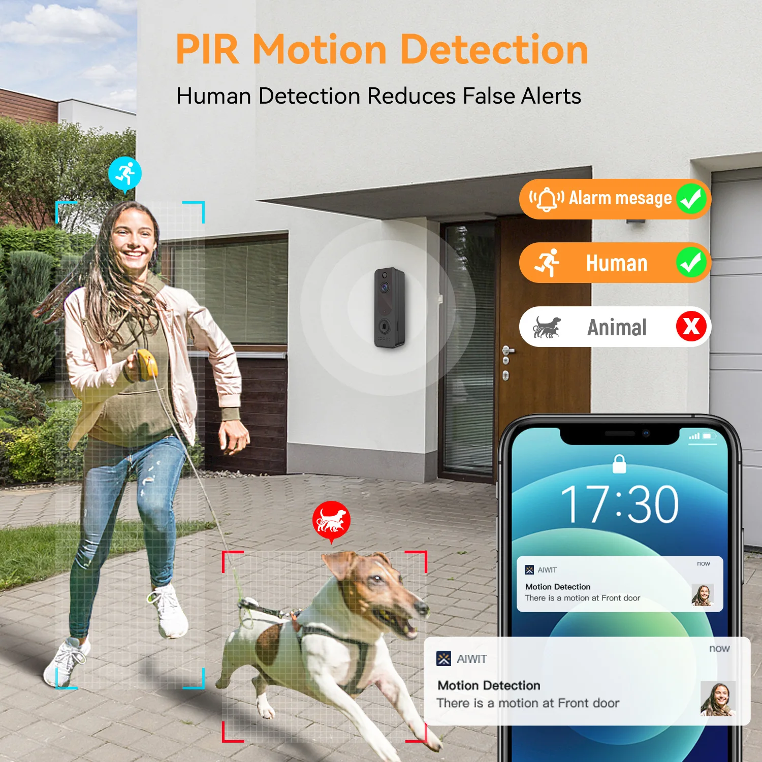 Aiwit app im Freien drahtlose türklingel smart home wifi türklingel kamera intercom hd nachtsicht pir ip65 sicherheits schutz