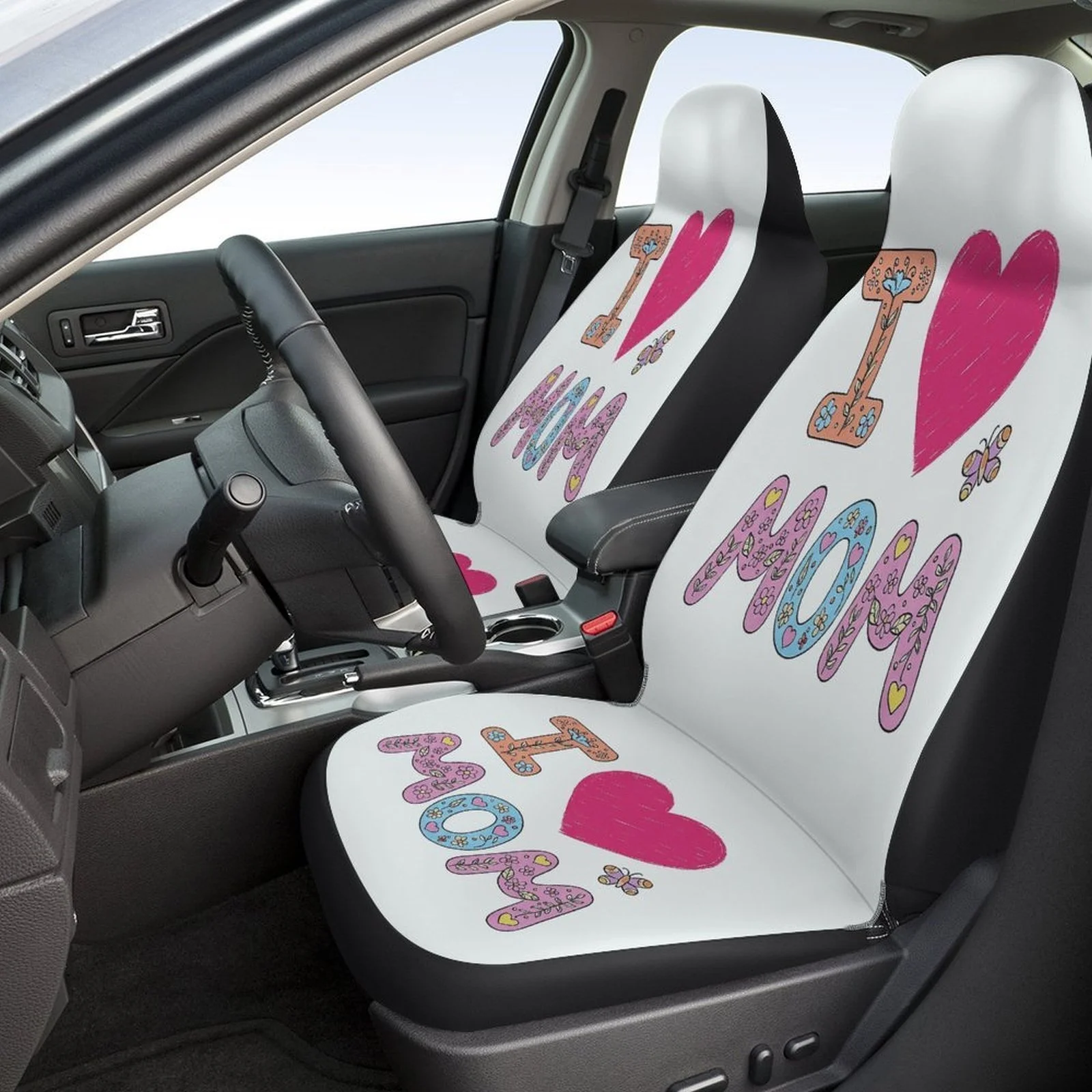 Car Seat Cover Set Featuring A Design That Expresses Love For Mothers, Suitable For Various Vehicles. This Stylish And Unique Se
