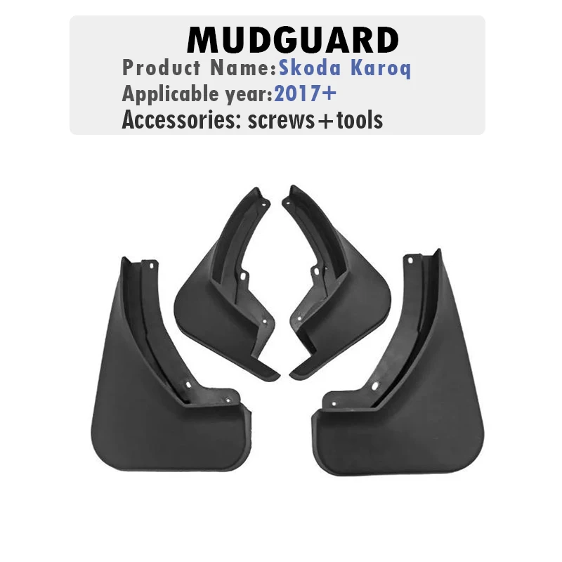 For Skoda Karoq Mudguard Fender Mud Flap Guards Splash Mudflaps Car Accessories 4PCS 2017 2018 2019 2020 2021 2022 2023 2024+