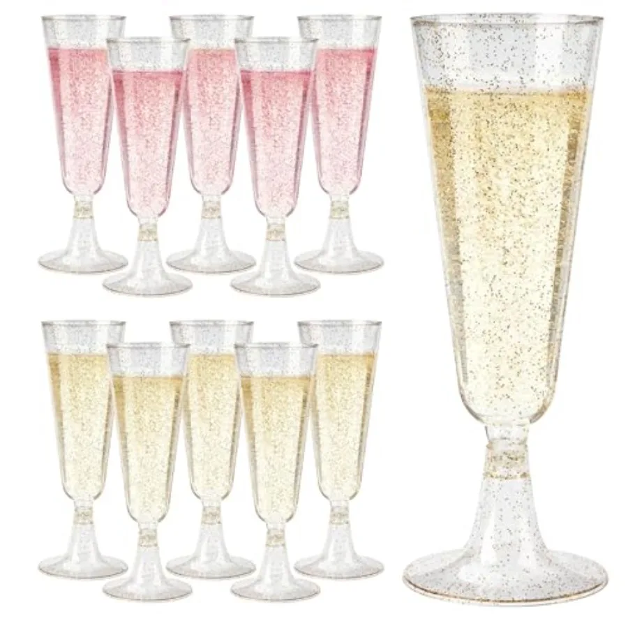 

200 Pack Plastic Champagne Flutes 5.5 OZ Disposable Plastic Champagne Glasses with Wine Glasses Cups for Wedding Celebration Pa