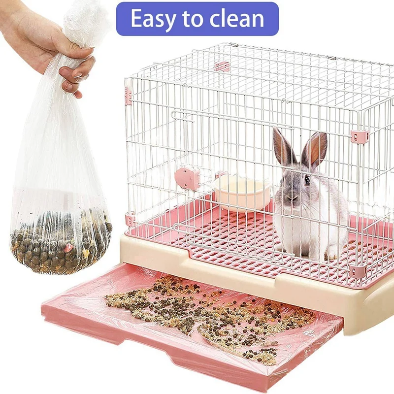 

50 Pcs Disposable Cage Liner, Clear Plastic Bunny Cage Liner Bag Universal Toilet Film for Bunny Guinea-A51M